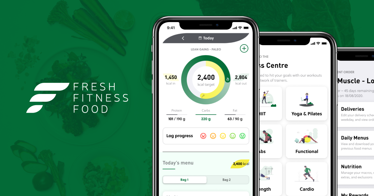 Fresh Fitness Food app screens